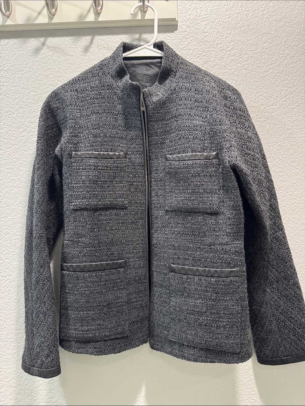 Theory Women's Gray Textured Zip-Front Jacket